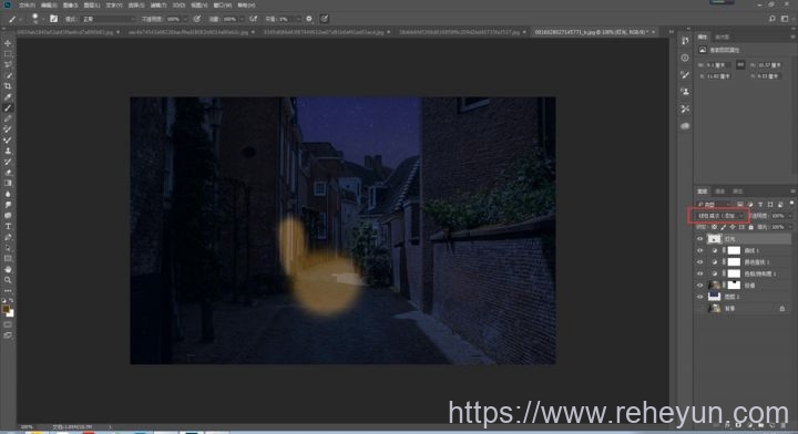 制作黑夜乡村街道亮灯图片效果的PS技巧 - 第5张  | 热河云