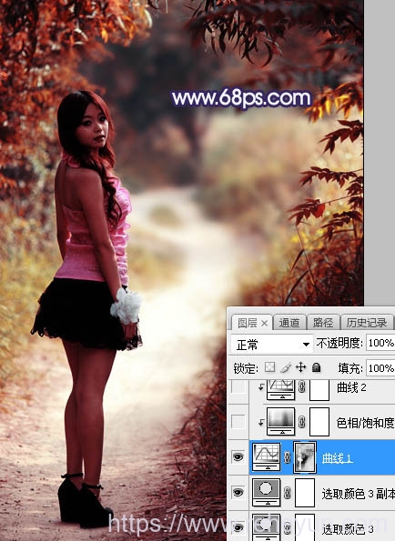打造阳光照射树林背景女生照片的PS教程插图8