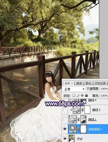 调出公园背景紫黄色婚纱照片的PS教程插图3