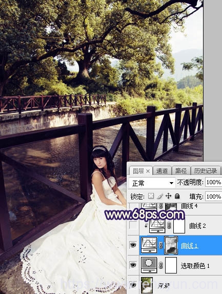 调出公园背景紫黄色婚纱照片的PS教程插图4