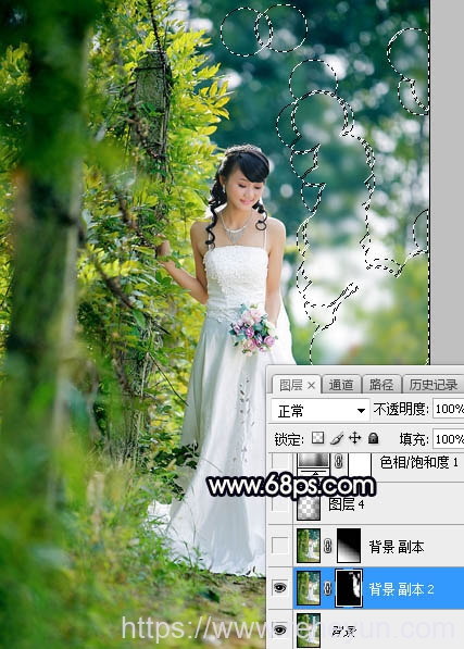 给树林背景婚纱照片添加暖色逆光效果 - 第3张  | 热河云