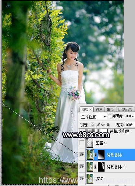 给树林背景婚纱照片添加暖色逆光效果 - 第4张  | 热河云