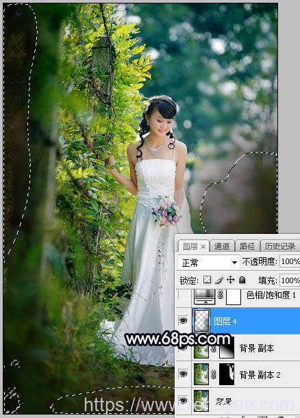给树林背景婚纱照片添加暖色逆光效果 - 第5张  | 热河云