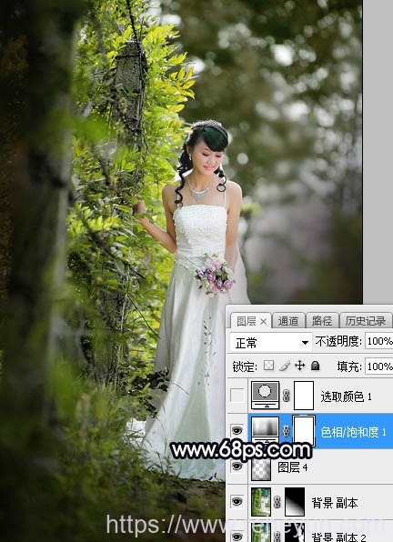给树林背景婚纱照片添加暖色逆光效果 - 第8张  | 热河云