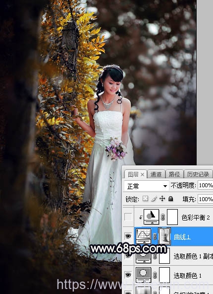 给树林背景婚纱照片添加暖色逆光效果 - 第13张  | 热河云