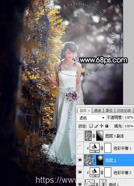给树林背景婚纱照片添加暖色逆光效果 - 第17张  | 热河云