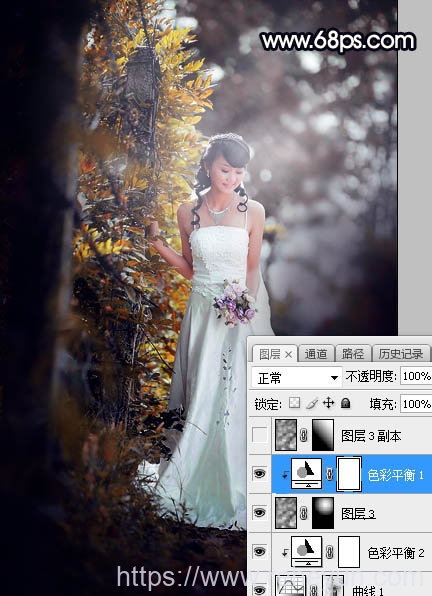 给树林背景婚纱照片添加暖色逆光效果 - 第20张  | 热河云