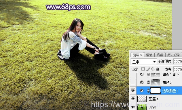 调制唯美紫蓝色草地上女孩照片的PS教程 - 第6张  | 热河云
