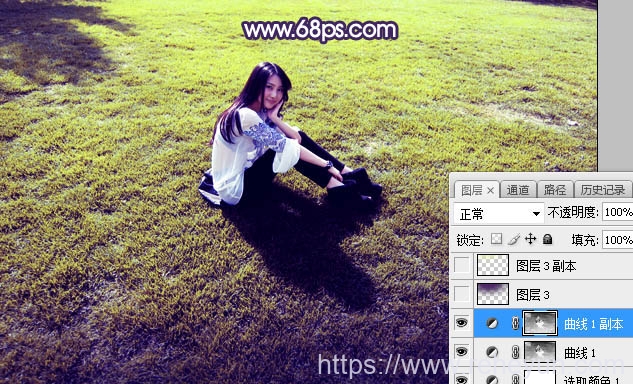 调制唯美紫蓝色草地上女孩照片的PS教程 - 第9张  | 热河云