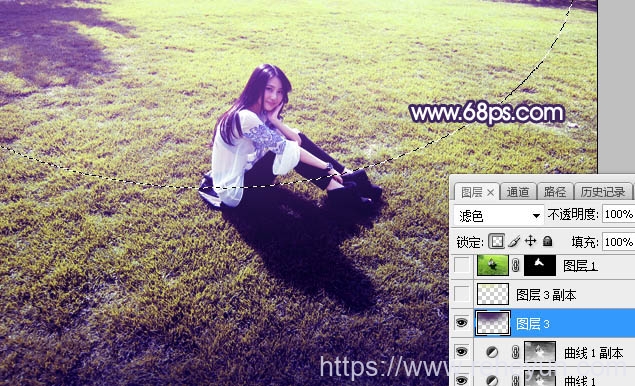 调制唯美紫蓝色草地上女孩照片的PS教程 - 第10张  | 热河云