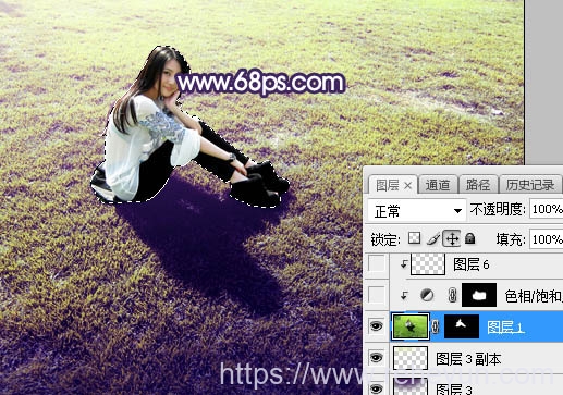 调制唯美紫蓝色草地上女孩照片的PS教程 - 第12张  | 热河云
