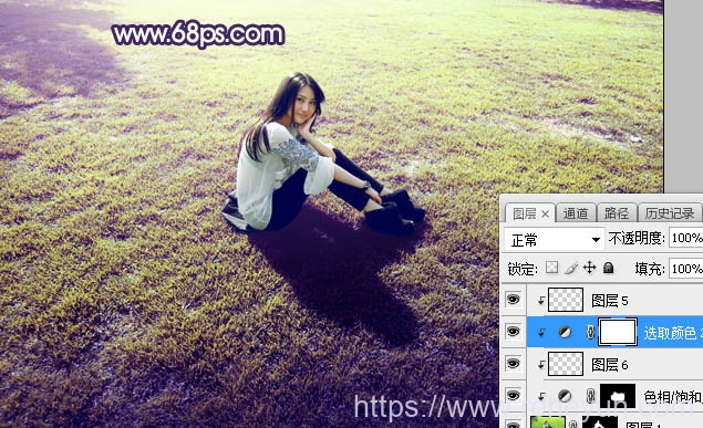 调制唯美紫蓝色草地上女孩照片的PS教程 - 第18张  | 热河云