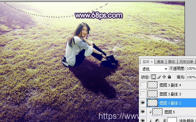 调制唯美紫蓝色草地上女孩照片的PS教程 - 第19张  | 热河云