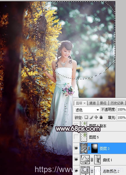 Photoshop调出逆光青红色新娘婚纱照片 - 第15张  | 热河云
