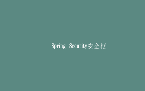 细说Spring Security安全框架