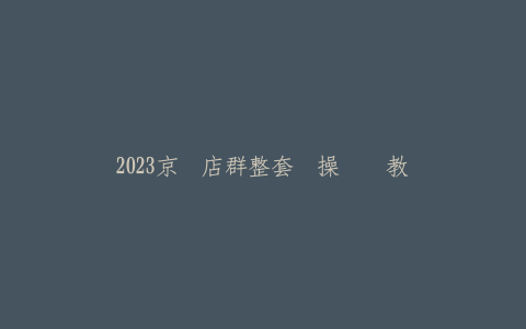 2023京东店群整套实操视频教程